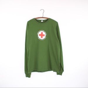 Vintage Dark Green American Cross  Longsleeve Tee